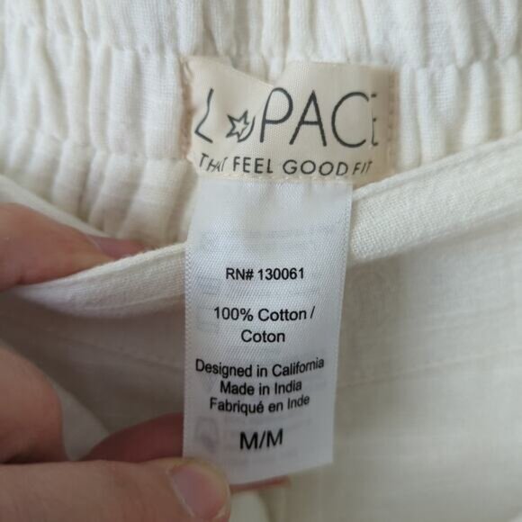 L Space Cotton Pants White Breezy Lightweight Summer Medium Tie Front Wide Leg - Picture 8 of 8